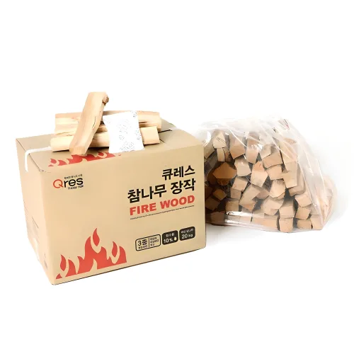 큐레스 3중 방습 국산 참나무 장작, 20kg, 1개