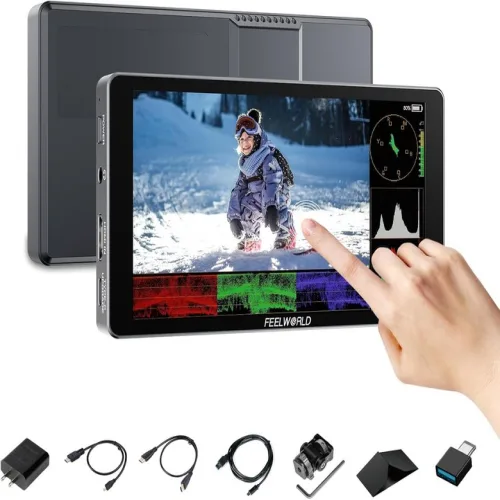 FEELWORLD P6XL 6인치 터치스크린 카메라 필드 모니터 내장 배터리 1200nit 고휘도 웨이브 폼 3D LUT HDR 4K HDMI 지원 DSLR/미러리스 카메라용 -