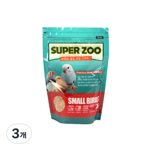 슈퍼주 소형새 사료, 3개, 600g
