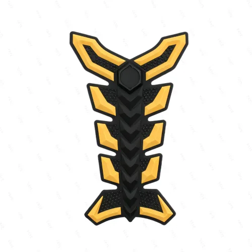 오토바이 연료탱크 캡 긁힘 방지 고무 피쉬본 데칼 스티커, 1개, Yellow