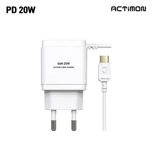 [TJCOMPANY] ACTiMON 엑티몬 GaN 지원 최대 20W PD PPS C타입 케이블 일체형 가정용 고속 충전기 MON-PD20W-CPIN