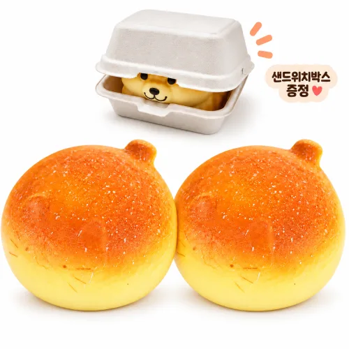 UB toy 베이커리 스퀴시 식빵 강아지 빵 말랑이, 고양이 모양, 2개