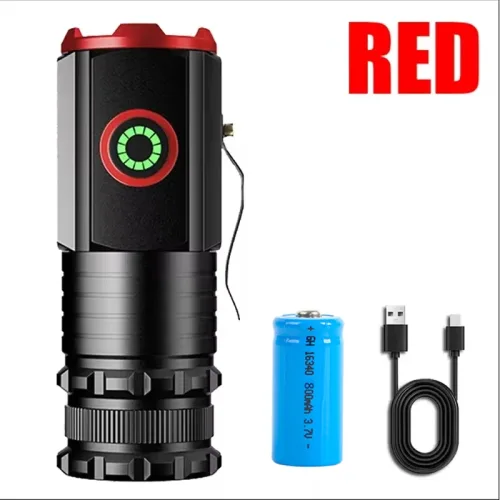 강력한 LED 손전등 미니 고출력 전술 토치 USB 충전식 캠핑 랜턴 16340 배터리 사용 5 가지 모드 2000LM