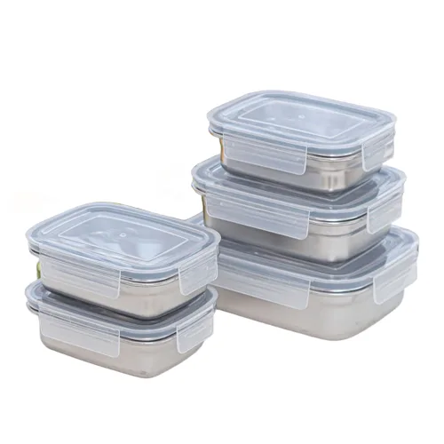 스텐304 밀폐용기 5종세트 / 스텐 반찬통 찬통, 소x3개+중x1개+대x1개, 1세트