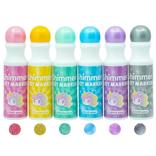 따블리에 반짝이 도트물감 미술놀이 유아물감 도트마카 360ml, 1세트, 6색