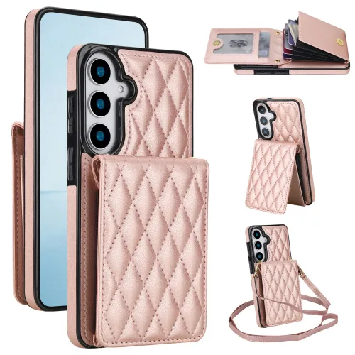 삼성 갤럭시 S26 S25 Edge S24 FE Plus Ultra PU 가죽 크로스바디 월렛 폰케이스 카드슬롯 RFID 차단 킥스탠드 여성용 커버