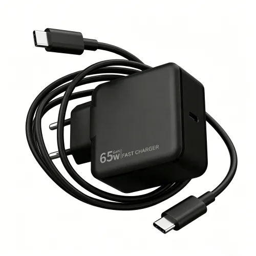 65W 질화갈륨 PDPPS 초고속 Type-C 충전기 + 65W C to C 1.5m 케이블, 1개, 블랙