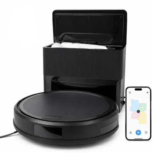 15000Pa 강력흡입 로봇청소기 물걸레 겸용 자동충전 스마트 APP 제어 저소음, 블랙, T144-MQ5