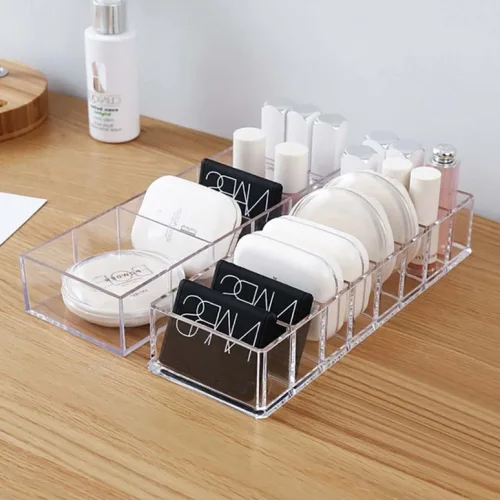 하나하모니화장품정리함 투명칸막이 6칸 8칸 소품보관 면봉케이스 화장대용품