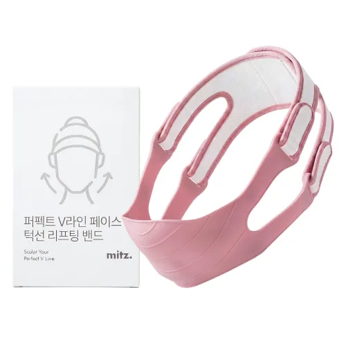 밋즈 퍼펙트 V라인 페이스 턱선 리프팅 밴드, 1개, 핑크