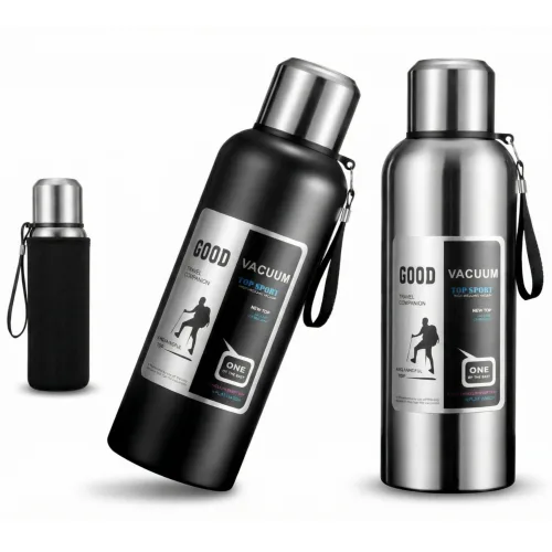 코코리브 스텐316 보온보냉병 파우치 세트, 1개, 800ml, 블랙