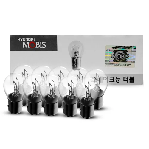 현대모비스 미등브레이크등 더블 전구 화이트 12V 27/8W, 1박스, P21W