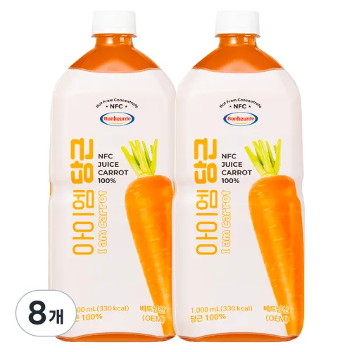 보넬드 아이엠 당근주스 100% NFC, 1L, 8개
