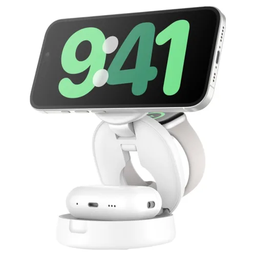 벨킨 3in1 Qi2 15W 컨버터블 마그네틱 무선 고속 충전 스탠드 초소형 각도 조절 지원 WIZ034kr, 화이트(WIZ034krWH), 1개