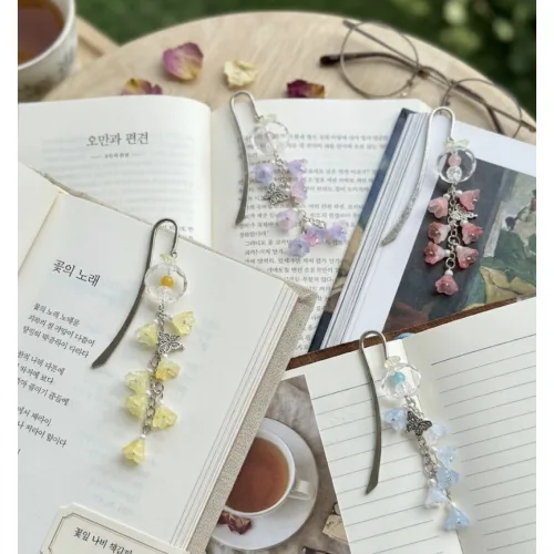 메리멜팅 은방울 드롭 비즈책갈피 북마크 독서용품 독서모임 꽃갈피 우정선물