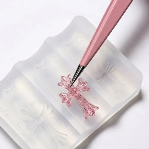 무이프 손쉬운 십자가 크롬 6구 몰드 네일 파츠, 1개, 크롬십자가,4구