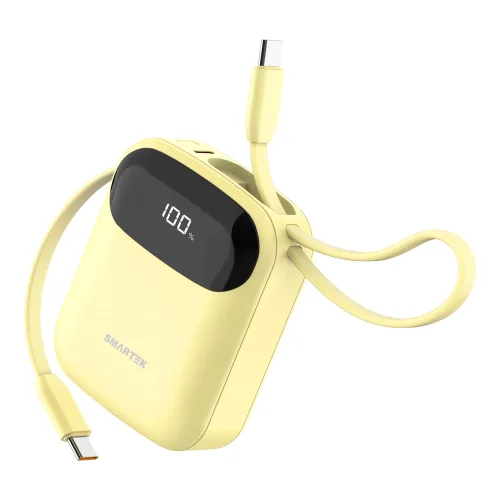 스마텍 PD 20W 고속 충전 케이블 일체형 보조배터리 10000mAh C type, 옐로우, STPB-CFB1