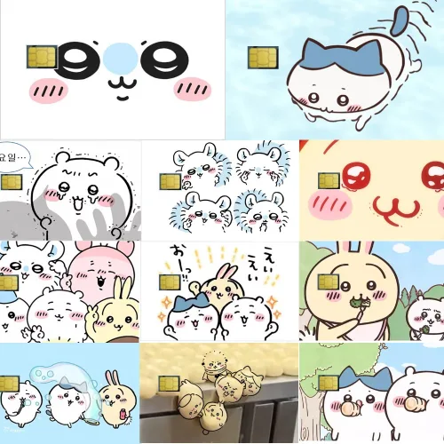 치이카와 먼작귀 농담곰 카드 스티커 신용 체크 교통 카드 꾸미기 커버 커스텀 스킨 하치와레 우사기