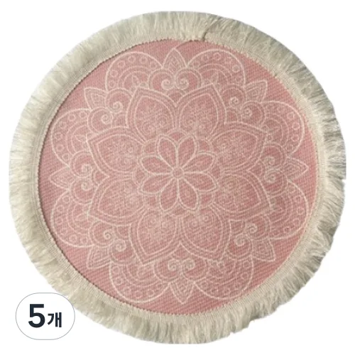 아늑공간 보헤미안 북유럽 코튼 플레이스매트, Dusty Rose, 5개, 34cm