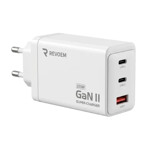 레보엠 PD GaN 100W USB 3포트 초소형 고속 멀티충전기 PD PPS 노트북 태블릿 충전가능, 1개, 화이트