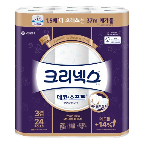 크리넥스 데코 앤 소프트 화장지 3겹