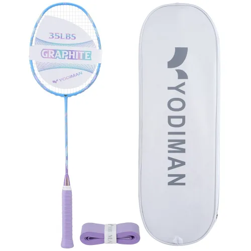YODIMAN 배드민턴 라켓 풀 카본 5U 초경량 남녀 프로급, 1개, 라일락바이올렛