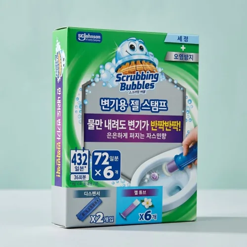 스크러빙버블 72일분 포함 젤스탬프 변기용 디스펜서