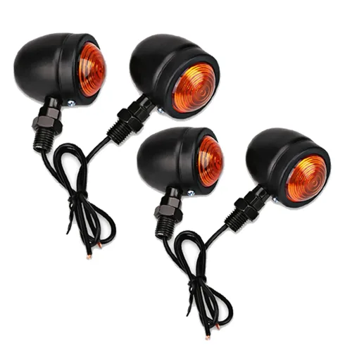 4PCS 범용 12V 단일 와이어 회전 신호 조명 카페 레이서 할리 호환 레트로 복고풍 엔틱 바이크 오토바이 액
