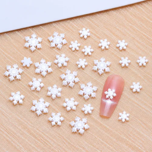 유니스뮬라 화이트 눈꽃 네일파츠 6mm 8mm 10mm 50개