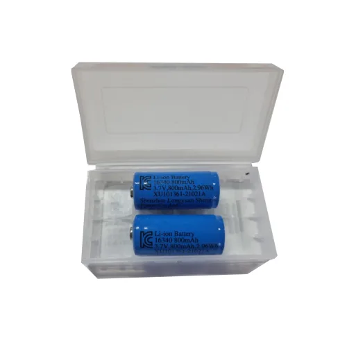 도미노스토리 16340 배터리 800mah 2개세트 3.7V 2.96WH 충전지 2구케이스포함 35mm, 2개입, 1개