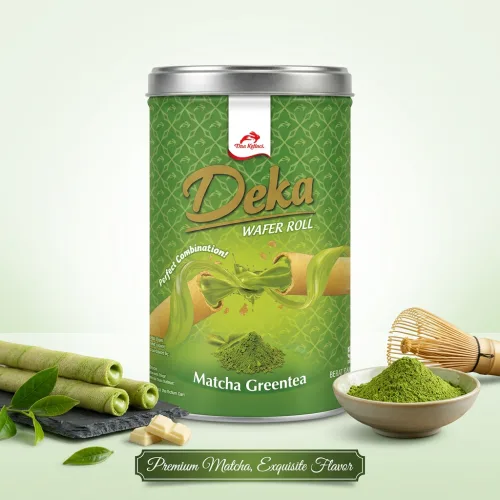 HALAL DEKA WAFER ROLL MATCHA 270g 데카 웨이퍼롤 맛차그린티 (필링55.56%) 인도네시아 과자 발리 기념품, 30g, 9개
