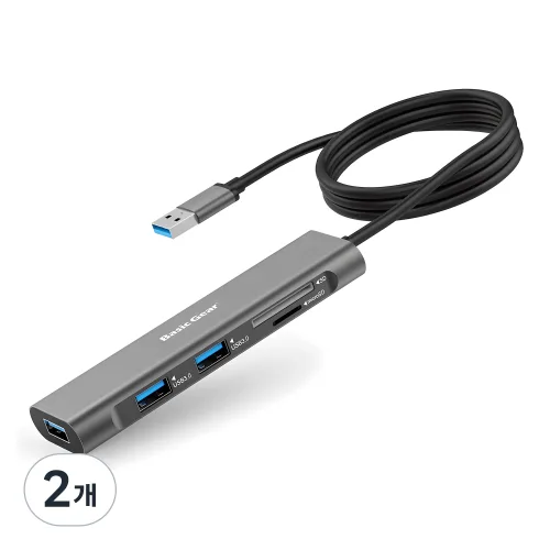 베이직기어 USB 3.0 5 in 1 멀티허브 BG-UH3, 혼합색상, 2개
