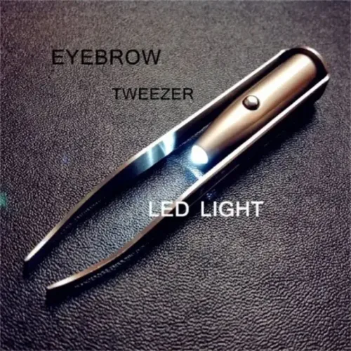1pc 휴대용 스테인레스 스틸 스마트 디자인 눈썹 머리 LED 라이트 메이크업 도구로 핀셋 제거