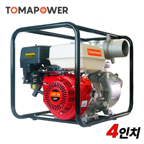 토마파워 엔진양수기 4인치 100mm 9HP 가솔린 자흡식 농업용 배수펌프 관수, 1개