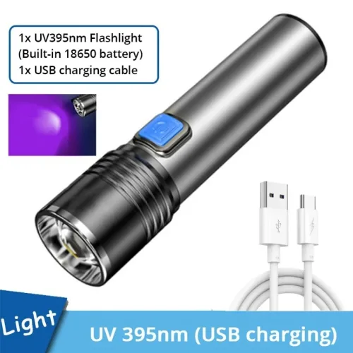 395nm UV LED 손전등 휴대용 미니 블랙라이트 자외선 블랙 애완동물 얼룩 제거 위조 방지 식별용