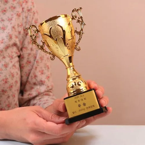 골드 미니트로피 상장 제작 만들기 문구 황금 축구 우승 태권도 유치원 어린이집 운동회 우승컵 트로피, 직접입력1:트로피 1p (라벨지없음)