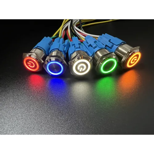 - AC 220V 12/16/19/22 파이 LED 크롬 스위치 푸쉬락버튼 방수스위치