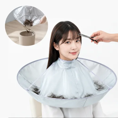 헤어온 청소가 쉬운 셀프 염색 앞머리 커트보 접이식 미용실 가운, 2개, 실버그레이