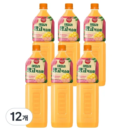 해태htb 과일촌 데일리 망고복숭아 주스, 12개, 1.5L