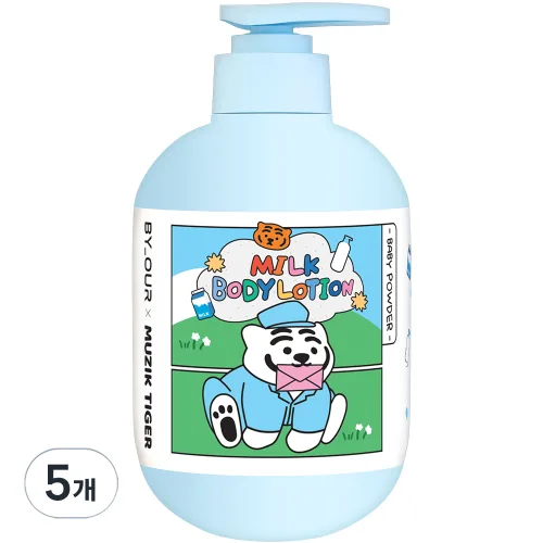 바이아우어 무직타이거 밀크 퍼퓸 보습 바디로션 베이비파우더향, 5개, 500ml