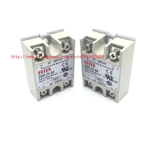 10개 SSR-25AA 단상 솔리드 스테이트 릴레이 25A AC 제어 AC SSR25AA
