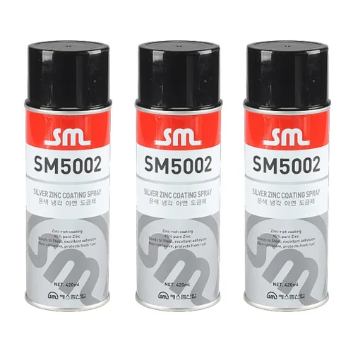 에스엠산업 SM-5002 은색 냉각 아연 도금제 실버 징크 스프레이 420ml, 3개, 3개