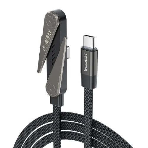 Toocki 240w c to c 타입 PD 3.1초고속 접이식 휴대폰 거치대 충전 케이블, 1개, 블랙, 1.5m