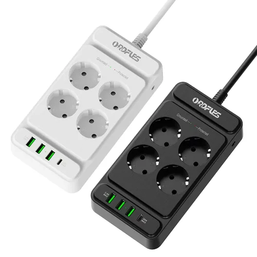 ORDFLES C타입 고속충전 PD20W USB 멀티탭 4/6/8구 고용량 4000W 과부하차단 KC인증, 4구 화이트, 1개, 2m