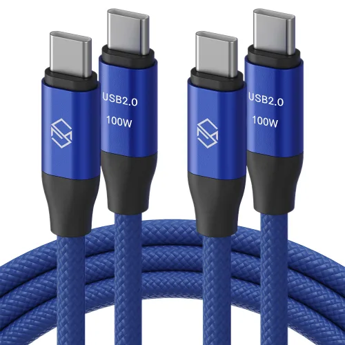 신지모루 C타입-C타입 E Marker 칩 100W PD 초고속충전 케이블, 1m, 블루, 2개