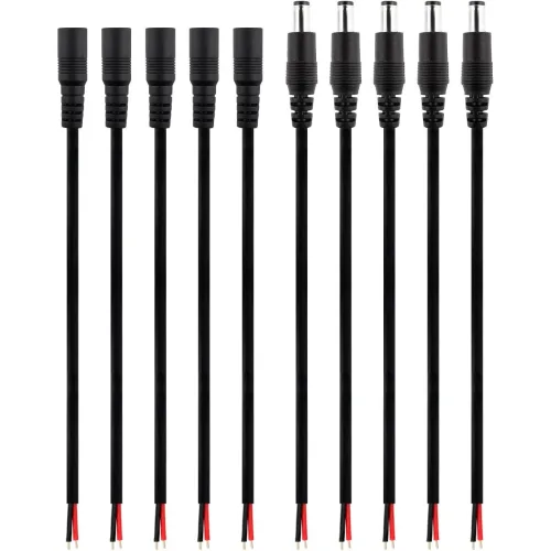Dorhea 15cm DC 5.5x2.1mm 암수 베럴 전원 케이블 노출선 타입 CCTV 카메라 차량 모니터용, 1세트, DC 5.5x2.1mm