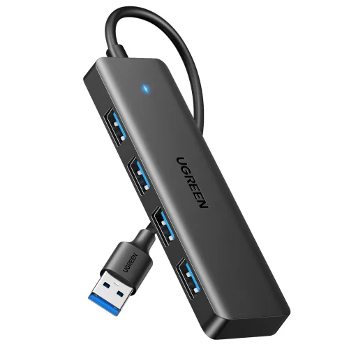 UGREEN 유그린 5Gbps 4포트 USB 3.0 A타입 허브 휴대용 초슬림 usb 젠더 맥북 PC 노트북 마우스 키보드 엑스박스 PS5 호환 pc부품, 1개, 블랙