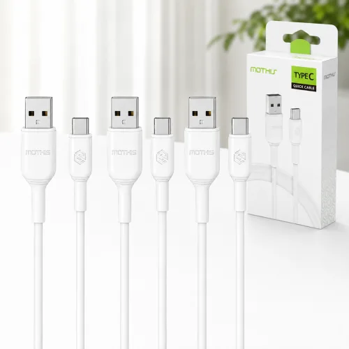 비에스컴퍼니 USB C타입 고속 충전케이블 3개입, 1세트, 화이트+화이트+화이트, 100cm