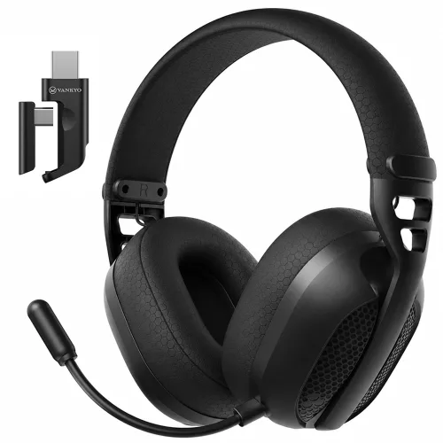 VANKYO 무선 게이밍 헤드셋 가상 7.1채널 블루투스 6.0 노이즈 캔슬링 마이크 듀얼 EQ 4연결모드, 블랙, C60