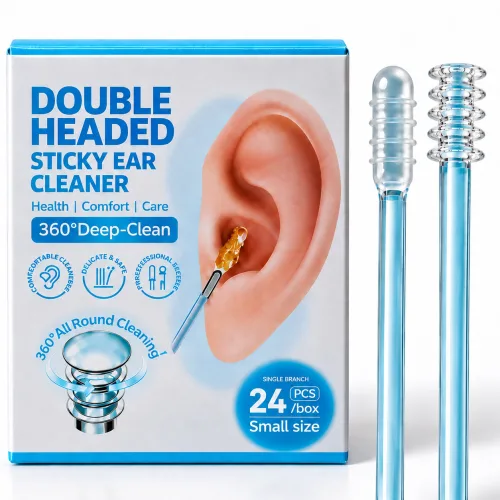 2in1 귀지 접착 끈끈이 점착식 귀이개 면봉 귀후비개, Small, 24개, 1세트